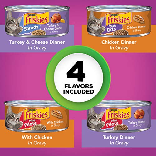Purina Friskies Gravy Wet Cat Food Variety Pack, Poultry Shreds, Meaty Bits & Prime Filets - (Pack of 32) 5.5 oz. Cans-UPStoxs