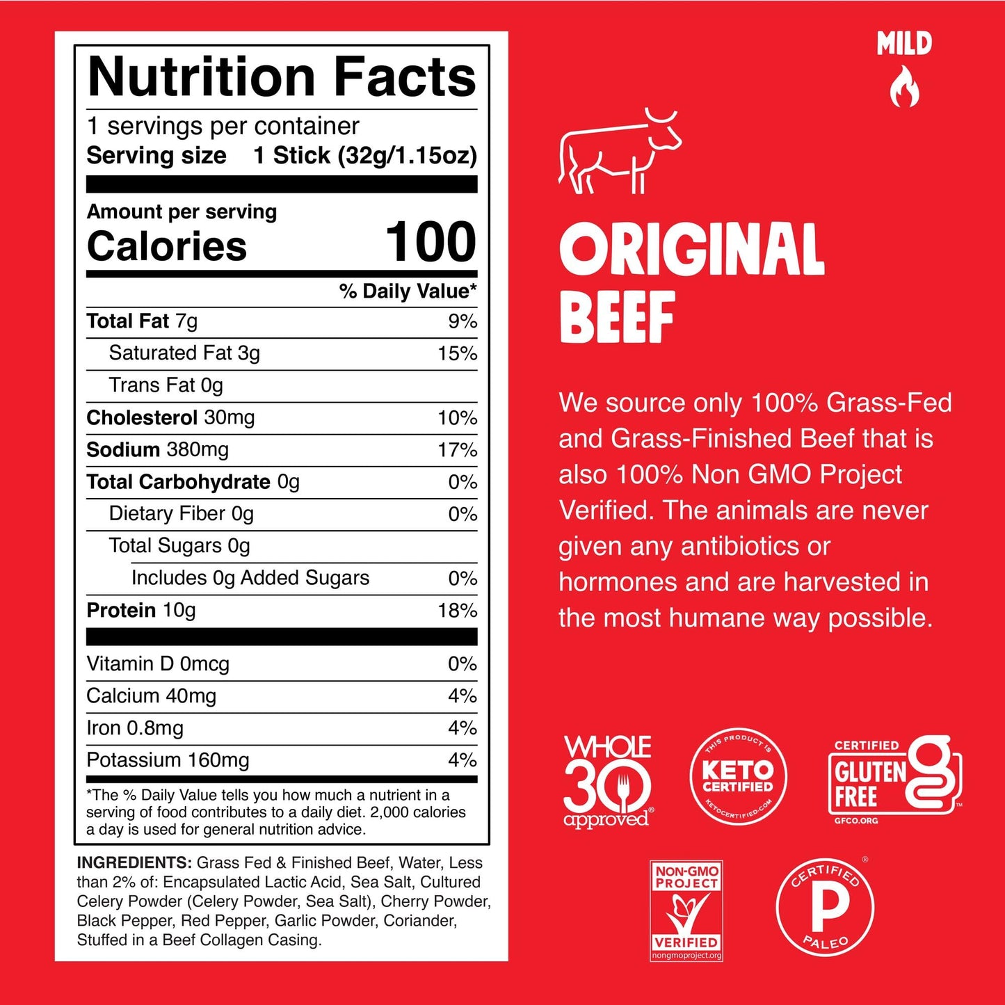 Chomps Grass-Fed and Finished Original Beef Jerky Snack Sticks 10-Pack - Keto, Paleo, Whole30, 10g Lean Meat Protein, Gluten-Free, Zero Sugar Food, Non-GMO-UPStoxs