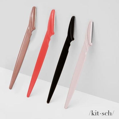 Kitsch Dermaplaning Tool - Face Razors for Women and Men, Eyebrow Trimmer & Face Shaver for Women, Facial Hair Removal for Women and Men, Dermaplane Razor for Women Face, 12 pc (Terracotta)-UPStoxs
