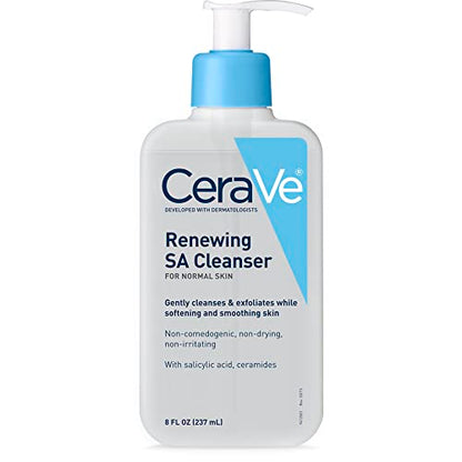 CeraVe SA Cleanser | Salicylic Acid Cleanser with Hyaluronic Acid, Niacinamide & Ceramides| BHA Exfoliant for Face | Fragrance Free Non-Comedogenic | 8 Ounce-UPStoxs