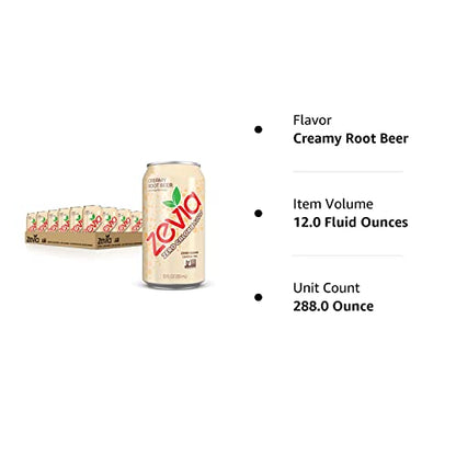 Zevia Zero Sugar, Creamy Root Beer Soda, Caffeine Free, 12 Fl Oz Cans (Pack of 24)-UPStoxs