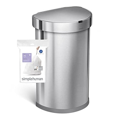 simplehuman Code J 100 Count, Genuine Custom Fit Liners, Drawstring Trash Bags in Dispenser Packs, 30-45 Liter / 8-12 Gallon, White-UPStoxs