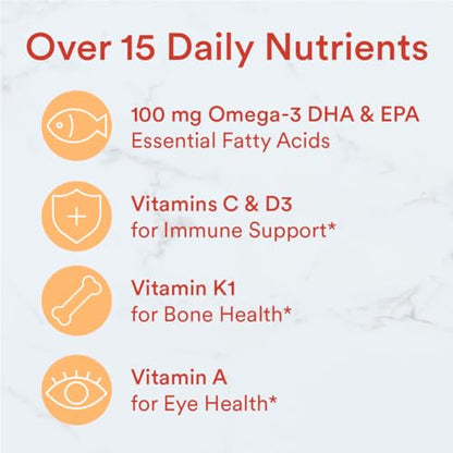 SmartyPants Kids Multivitamin Gummies: Omega 3 Fish Oil (EPA/DHA), Vitamin D3, C, Vitamin B12, B6, Vitamin A, K & Zinc for Immune Support, Gluten Free, Three Fruit Flavors, 120 Count (30 Day Supply)-UPStoxs