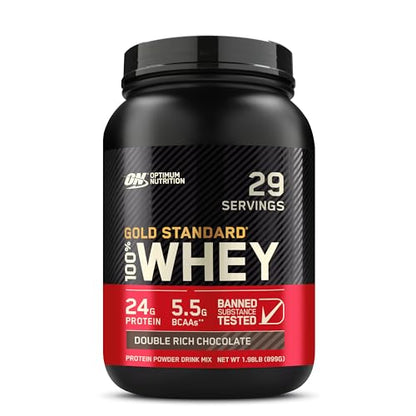 Optimum Nutrition Gold Standard 100% Whey Protein Powder, Double Rich Chocolate, 2 Pound (Packaging May Vary)-UPStoxs