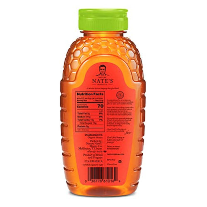 Nate's Organic 100% Pure, Raw & Unfiltered Honey - USDA Certified Organic - 16oz. Squeeze Bottle-UPStoxs