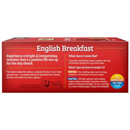 Twinings English Breakfast Black Tea Individually Wrapped Bags, 100 Count (Pack of 1), Smooth, Flavourful, and Robust, Caffeinated, Enjoy Hot or Iced | Packaging May Vary-UPStoxs