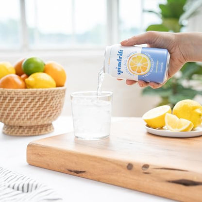 Spindrift Sparkling Water, Lemon Flavored, Made with Real Squeezed Fruit, 12 Fl Oz Cans, Pack of 24 (Only 3 Calories per Can)-UPStoxs