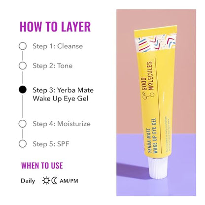 Good Molecules Yerba Mate Wake Up Eye Gel - Yerba Mate, Hyaluronic Acid and Caffeine to Hydrate, Minimize Puffiness and Swelling - Skincare for Face-UPStoxs