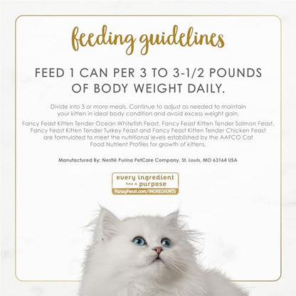 Purina Fancy Feast Tender Ocean Whitefish, Turkey, Chicken and Salmon Feasts Wet Kitten Food Variety Pack - (Pack of 24) 3 oz. Boxes-UPStoxs