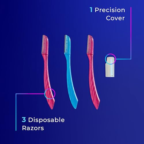 Schick Hydro Silk Touch-Up Dermaplaning Tool with Precision Cover, 3ct | Dermaplane Razor, Face Razors for Women, Eyebrow Razor, Facial Razor, Dermaplaning Razor, Womens Face Razor Peach Fuzz Remover-UPStoxs