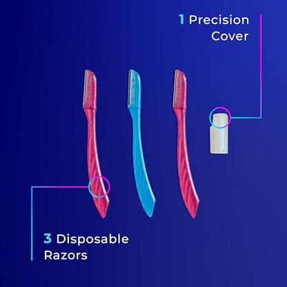 Schick Hydro Silk Touch-Up Dermaplaning Tool with Precision Cover, 3ct | Dermaplane Razor, Face Razors for Women, Eyebrow Razor, Facial Razor, Dermaplaning Razor, Womens Face Razor Peach Fuzz Remover-UPStoxs