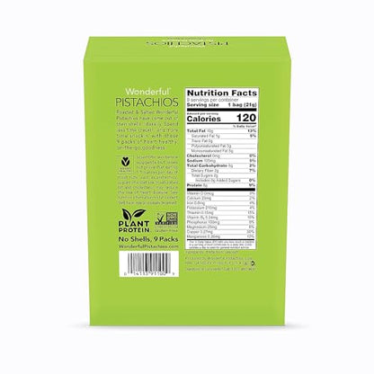 Wonderful Pistachios No Shells, Roasted & Salted Nuts, 0.75 Ounce Bag (Pack of 9), Protein Snacks, Gluten Free, On-the-Go, Individually Wrapped Healthy Snacks-UPStoxs