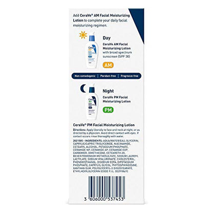 CeraVe PM Facial Moisturizing Lotion | Night Cream with Hyaluronic Acid and Niacinamide | Ultra-Lightweight, Oil-Free Moisturizer for Face | 3 Ounce-UPStoxs