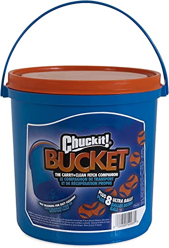 Chuckit Ultra Ball Dog Toy, Medium (2.5" Diameter), Pack of 8 with Chuckit Cleaning Bucket-UPStoxs