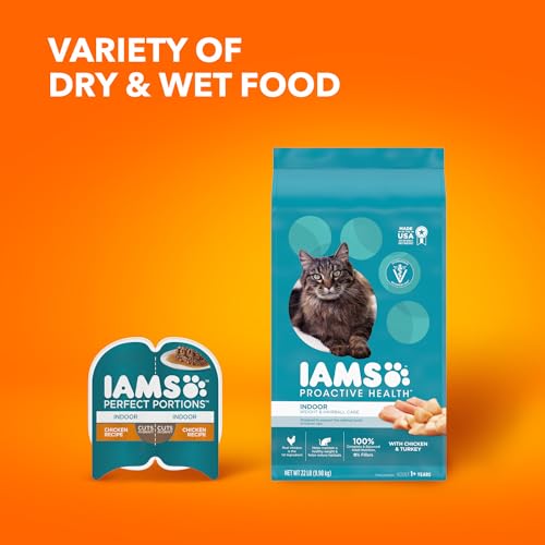 IAMS PROACTIVE HEALTH Adult Indoor Weight Control & Hairball Care Dry Cat Food with Chicken & Turkey Cat Kibble, 7 lb. Bag-UPStoxs