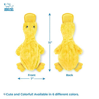 Best Pet Supplies Crinkle Dog Toy for Small, Medium, and Large Breeds, Cute No Stuffing Duck with Soft Squeaker, Fun for Indoor Puppies and Senior Pups, Plush No Mess Chew and Play - Yellow-UPStoxs
