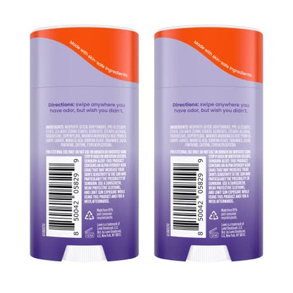 Lume Whole Body Deodorant - Smooth Solid Stick - 72 Hour Odor Control - Aluminum Free, Baking Soda Free and Skin Safe - 2.6 Ounce (Pack of 2) (Soft Powder)-UPStoxs