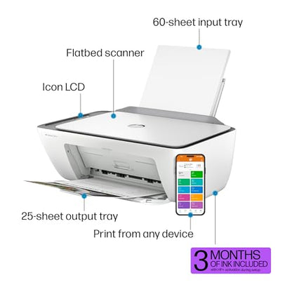 HP DeskJet 2855e Wireless All-in-One Color Inkjet Printer, Scanner, Copier, Best-for-home, 3 months of ink included (588S5A)-UPStoxs