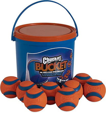 Chuckit Ultra Ball Dog Toy, Medium (2.5" Diameter), Pack of 8 with Chuckit Cleaning Bucket-UPStoxs