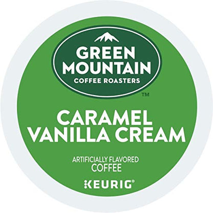 Green Mountain Coffee Roasters Caramel Vanilla Cream Keurig Single-Serve K-Cup pods, Light Roast Coffee, 72 Count (6 Packs of 12)-UPStoxs
