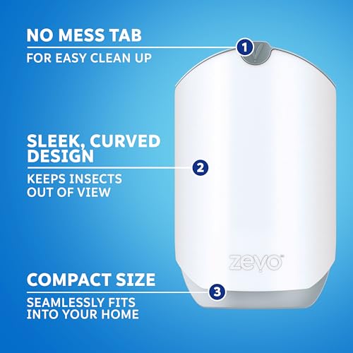 Zevo Flying Insect Trap for Indoors: Light Trap Captures Fruit Flies, Gnats and Houseflies, Starter Kit Value Pack + Refills (2 Plug-in Bases + 4 Cartridges)-UPStoxs