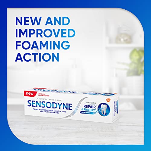 Sensodyne Repair and Protect Whitening Toothpaste, Toothpaste for Sensitive Teeth and Cavity Prevention, 3.4 oz (Pack of 2)-UPStoxs