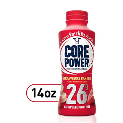 Core Power Fairlife 26g Protein Milk Shakes, Ready To Drink for Workout Recovery, Strawberry Banana, 14 Fl Oz (Pack of 12)-UPStoxs