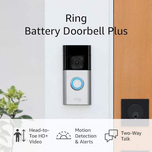 Ring Battery Doorbell Plus | Head-to-Toe HD+ Video, motion detection & alerts, and Two-Way Talk (2023 release)-UPStoxs