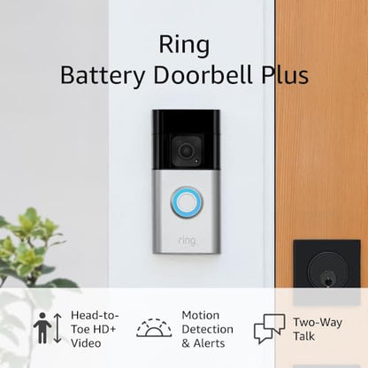 Ring Battery Doorbell Plus | Head-to-Toe HD+ Video, motion detection & alerts, and Two-Way Talk (2023 release)-UPStoxs