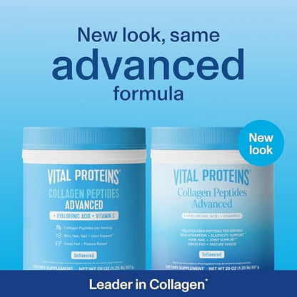 Vital Proteins Collagen Peptides Powder with Hyaluronic Acid and Vitamin C, Unflavored, 20 oz-UPStoxs