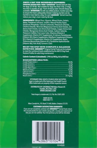 Greenies Original Regular Natural Dog Dental Care Chews Oral Health Dog Treats, 36 count (Pack of 1)-UPStoxs
