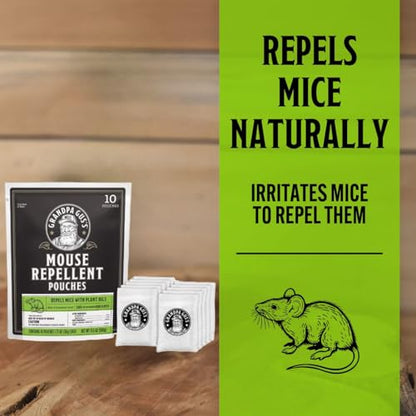 Grandpa Gus's Extra-Strength Mouse Repellent Pouches, Cinnamon/Peppermint Oils Repel Mice from Nesting & Freshen Air in Car/RV/Boat/Garage/Shed/Cabin, 1.75 oz (Pack of 10)-UPStoxs