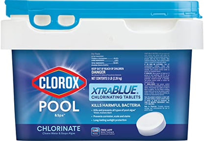 CLOROX Pool&Spa XtraBlue 3” Chlorinating Tablets, Kills Bacteria & Stops Algae, 5 LB-UPStoxs