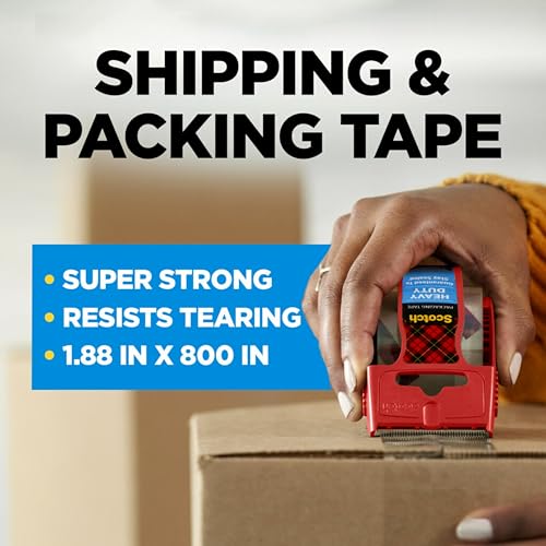 Scotch Packaging Bundle with Scotch Heavy Duty Packaging Tape, 1.5" Core, 6 Rolls with Dispenser + Scotch Cushion Lock Protective Wrap, 12 in x 50 ft-UPStoxs