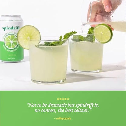 Spindrift Sparkling Water, Lime Flavored, Made with Real Squeezed Fruit, 12 Fl Oz Cans, Pack of 24 (Only 4 Calories per Can)-UPStoxs