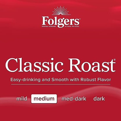 Folgers Classic Roast Medium Roast Coffee, 72 Keurig K-Cup Pods-UPStoxs