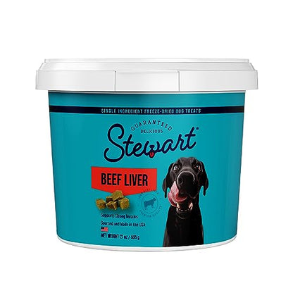 Stewart Freeze Dried Dog Treats, Beef Liver, Salmon, Chicken Liver & Chicken Breast, 4 oz, 12 oz, 14 oz, 21 oz, Resealable Tub, Grain Free & Gluten Free, Single Ingredient, Dog Training Treats-UPStoxs