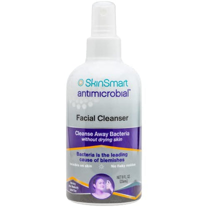 SkinSmart Facial Cleanser for Acne, Targets Bacteria for Active Teenage Athletes Post Workout and Adult Acne, 8 oz Spray Bottle, Safe for Multiple Daily Uses-UPStoxs