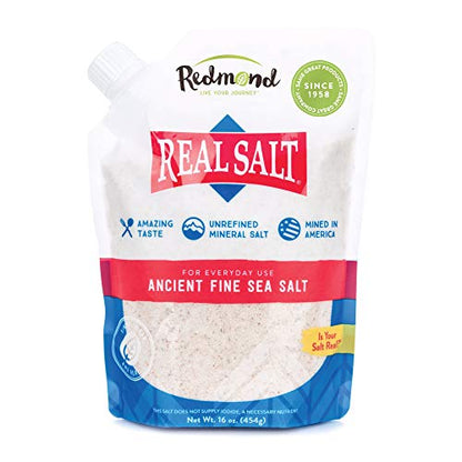 Redmond Real Salt - Ancient Fine Sea Salt, Unrefined Mineral Salt, 16 Ounce Pouch (1 Pack)-UPStoxs
