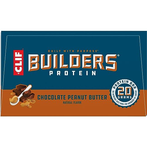 CLIF Builders - Chocolate Peanut Butter Flavor - Protein Bars - Gluten-Free - Non-GMO - Low Glycemic - 20g Protein - 2.4 oz.-UPStoxs