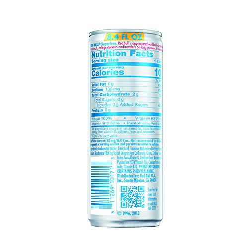 Red Bull Sugar Free Energy Drink with 80mg Caffeine plus Taurine & B Vitamins, 8.4 Fl Oz, 6 Packs of 4 Cans (Pack of 24)-UPStoxs