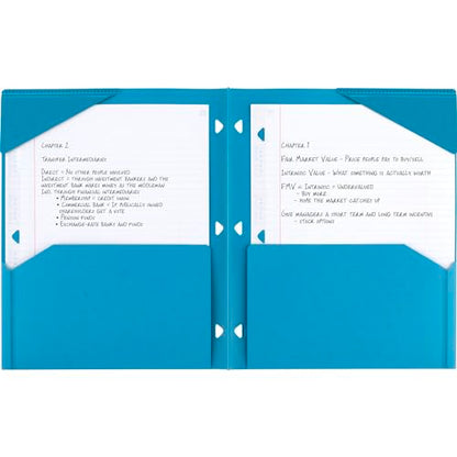 Five Star 2-Pocket Folder, Plastic Folder with Stay-Put Tabs, Fits 3 Ring Binder, Holds 8-1/2" x 11" Paper, Blue (333420H-ECM)-UPStoxs