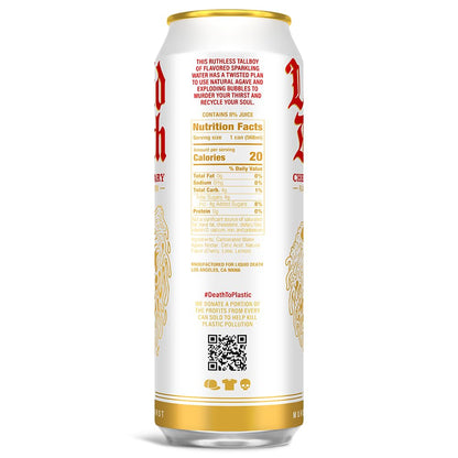 Liquid Death, Cherry Obituary Sparkling Water, 8-Pack (King Size 19.2oz Cans), Cherry Flavored Sparkling Beverage Sweetened With Real Agave, Low Calorie & Low Sugar-UPStoxs