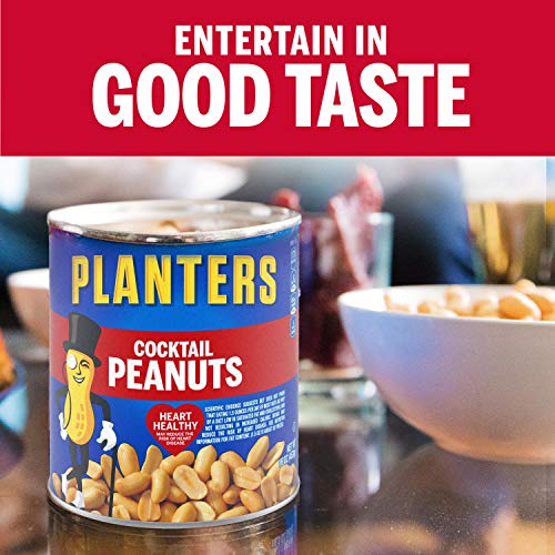 PLANTERS Salted Cocktail Peanuts, Party Snacks, Plant Based Protein 16oz (1 Canister)-UPStoxs