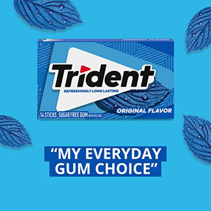 Trident Original Flavor Sugar Free Gum, 12 Packs of 14 Pieces (168 Total Pieces)-UPStoxs