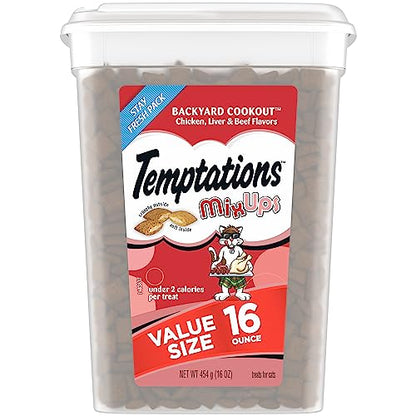 Temptations MixUps Backyard Cookout Flavor Crunchy and Soft Cat Treats, 16 oz. Tub-UPStoxs