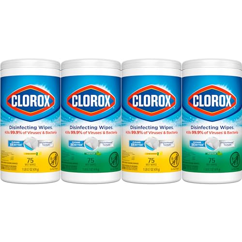 Clorox Disinfecting Wipes Value Pack, Bleach Free Cleaning Wipes, 75 Count Each, Pack of 4-UPStoxs