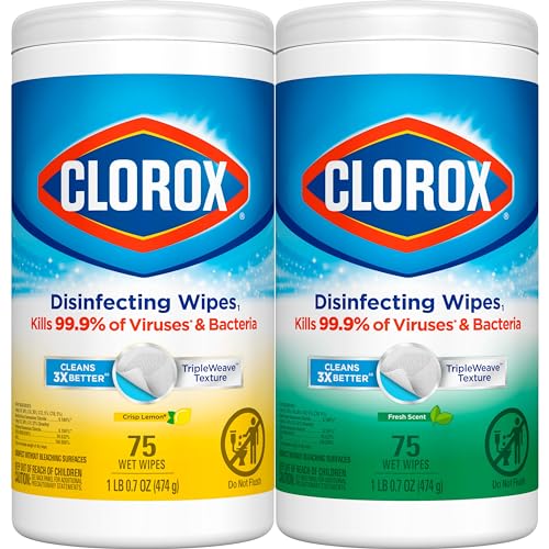 Clorox Disinfecting Wipes Value Pack, Bleach Free Cleaning Wipes, 75 Count Each, Pack of 2, Packaging May Vary-UPStoxs