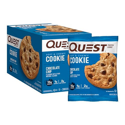 Quest Nutrition Chocolate Chip Protein Cookie; Keto Friendly; High Protein; Low Carb; 12 Count-UPStoxs