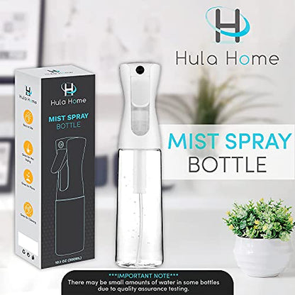 Hula Home Spray Bottle for Hair (10.1oz/300ml) - Continuous Empty Ultra Fine Plastic Water Mist Sprayer – For Hairstyling, Cleaning, Salons, Plants, Essential Oil Scents & More - White-UPStoxs